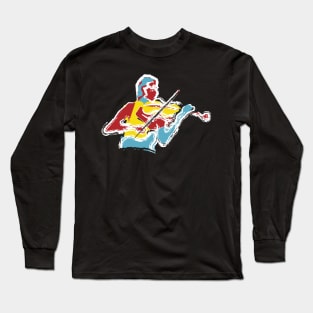 The Violin Player Brush Stroke Style Long Sleeve T-Shirt